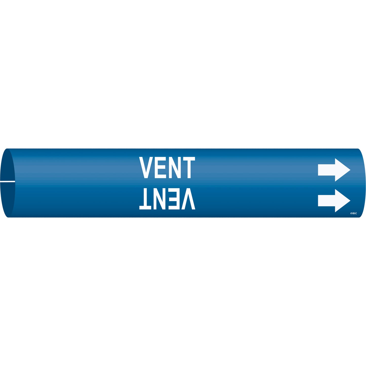 Brady "Vent" Pipe Marker, Snap-On, 2" H x 2" W, White on Blue