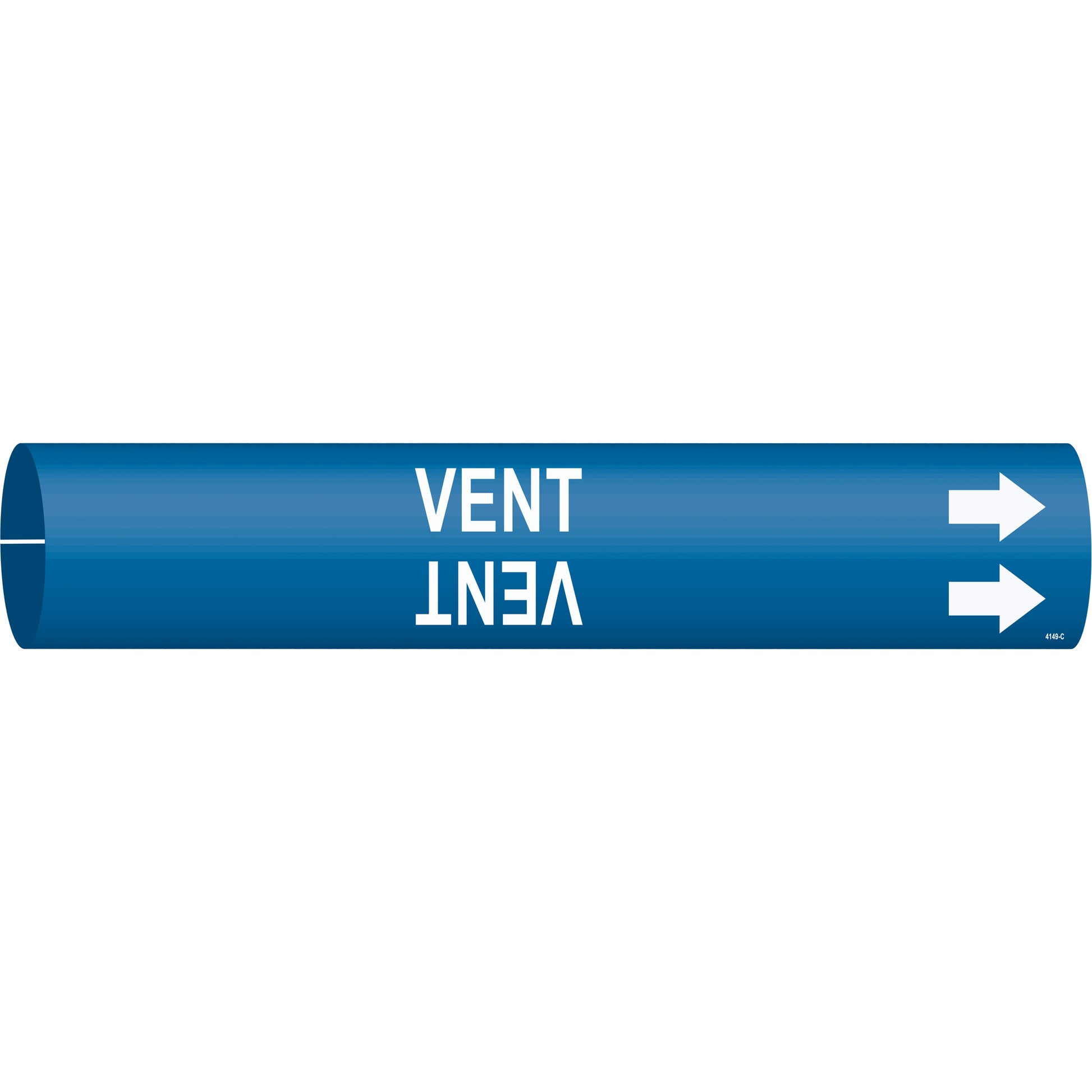 Brady "Vent" Pipe Marker, Snap-On, 2" H x 2" W, White on Blue