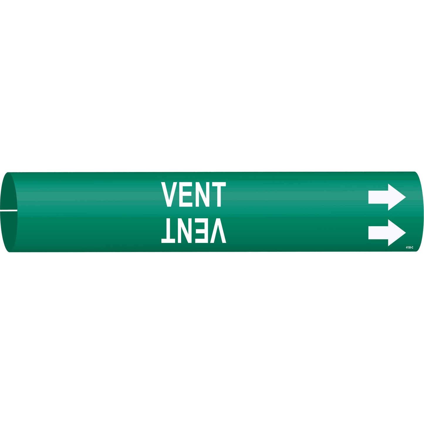 Brady "Vent" Pipe Marker, Snap-On, 2" H x 2" W, White on Green