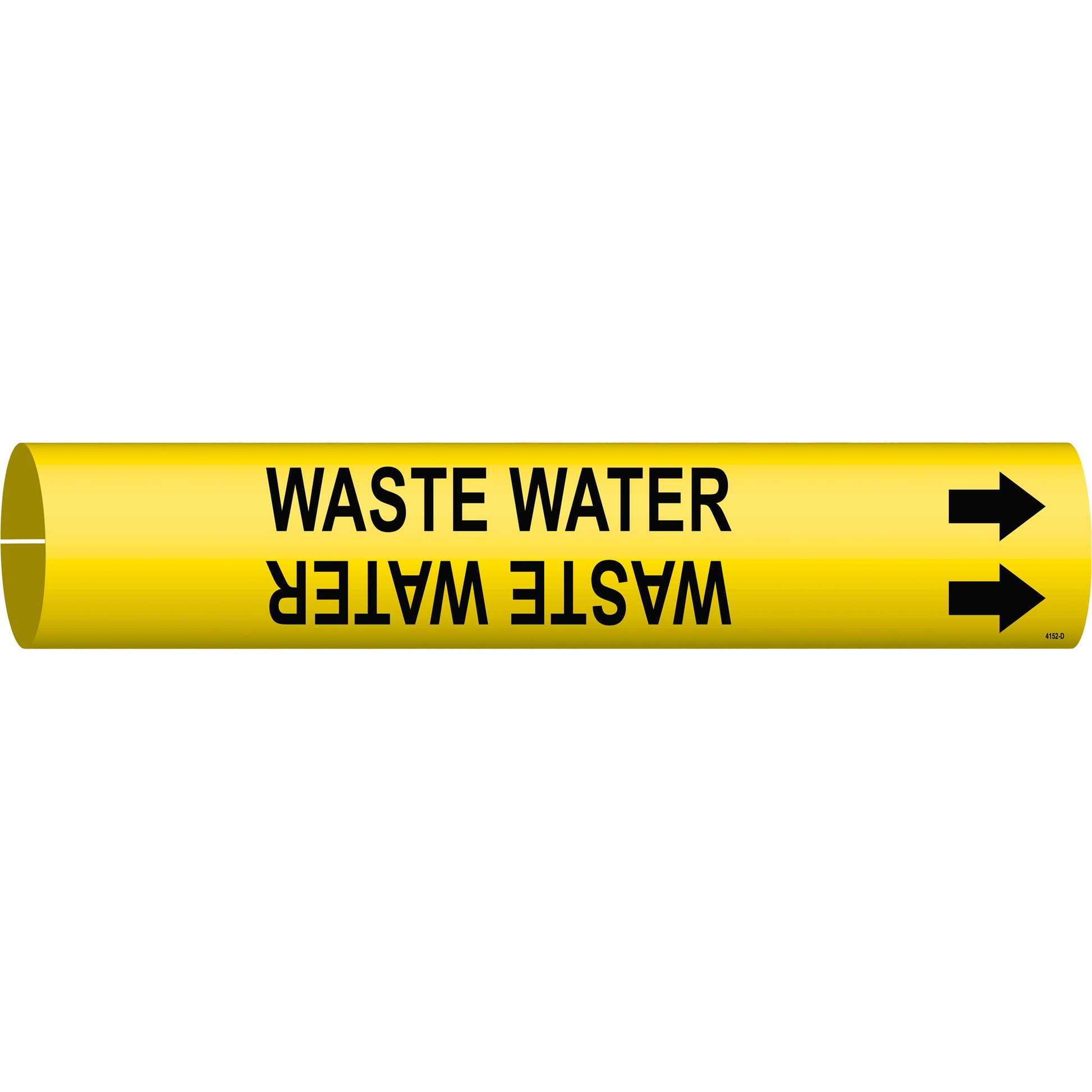 Brady "Waste Water" Pipe Marker, Snap-On, 2-13/16" H x 2-13/16" W, Black on Yellow