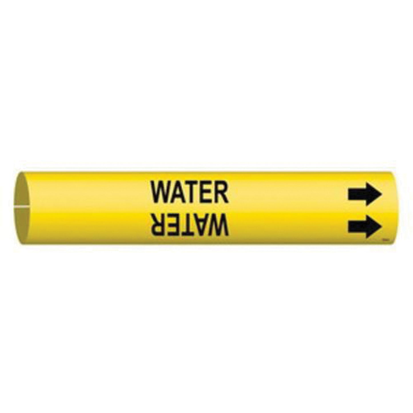 Brady "Water" Pipe Marker, Snap-On, 7/8" H x 7/8" W, Black on Yellow