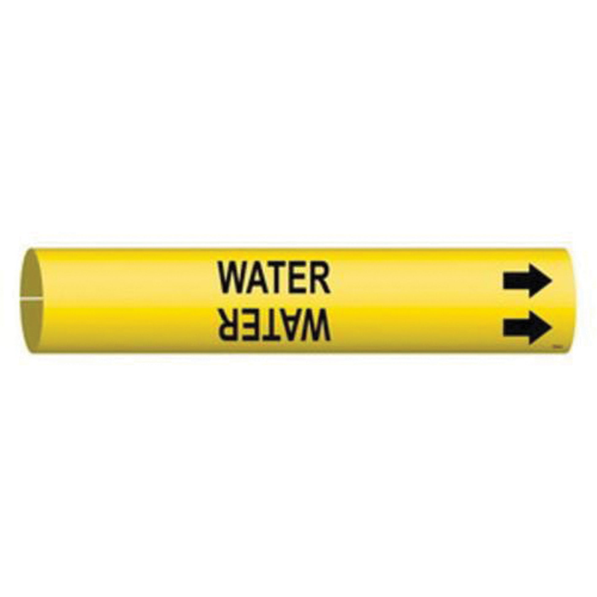 Brady "Water" Pipe Marker, Snap-On, 7/8" H x 7/8" W, Black on Yellow