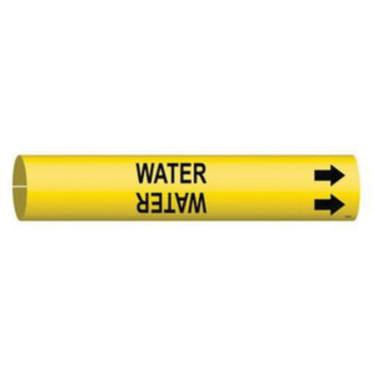 Brady "Water" Pipe Marker, Snap-On, 7/8" H x 7/8" W, Black on Yellow