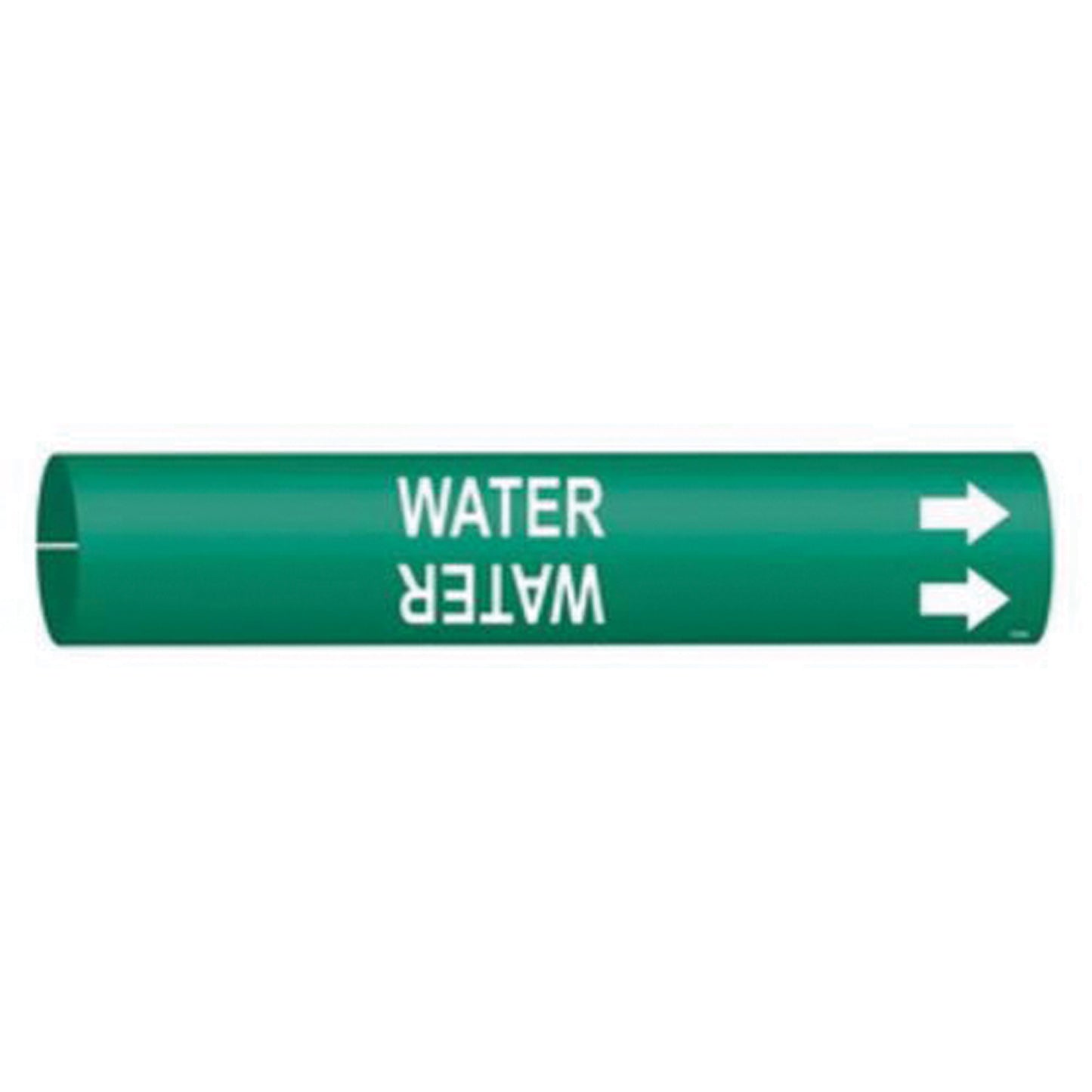 Brady "Water" Pipe Marker, Snap-On, 7/8" H x 7/8" W, White on Green