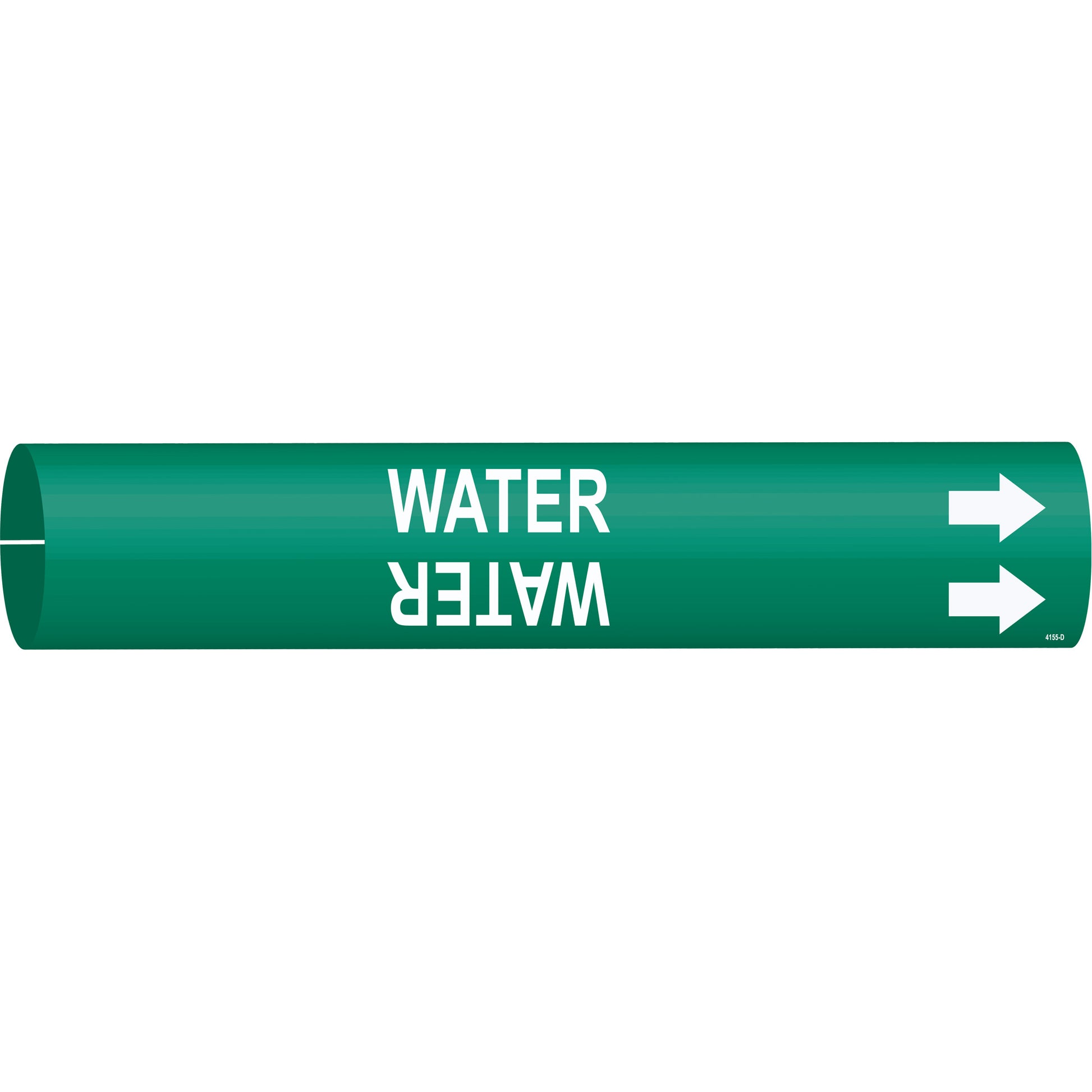Brady "Water" Pipe Marker, Snap-On, 2-13/16" H x 2-13/16" W, White on Green