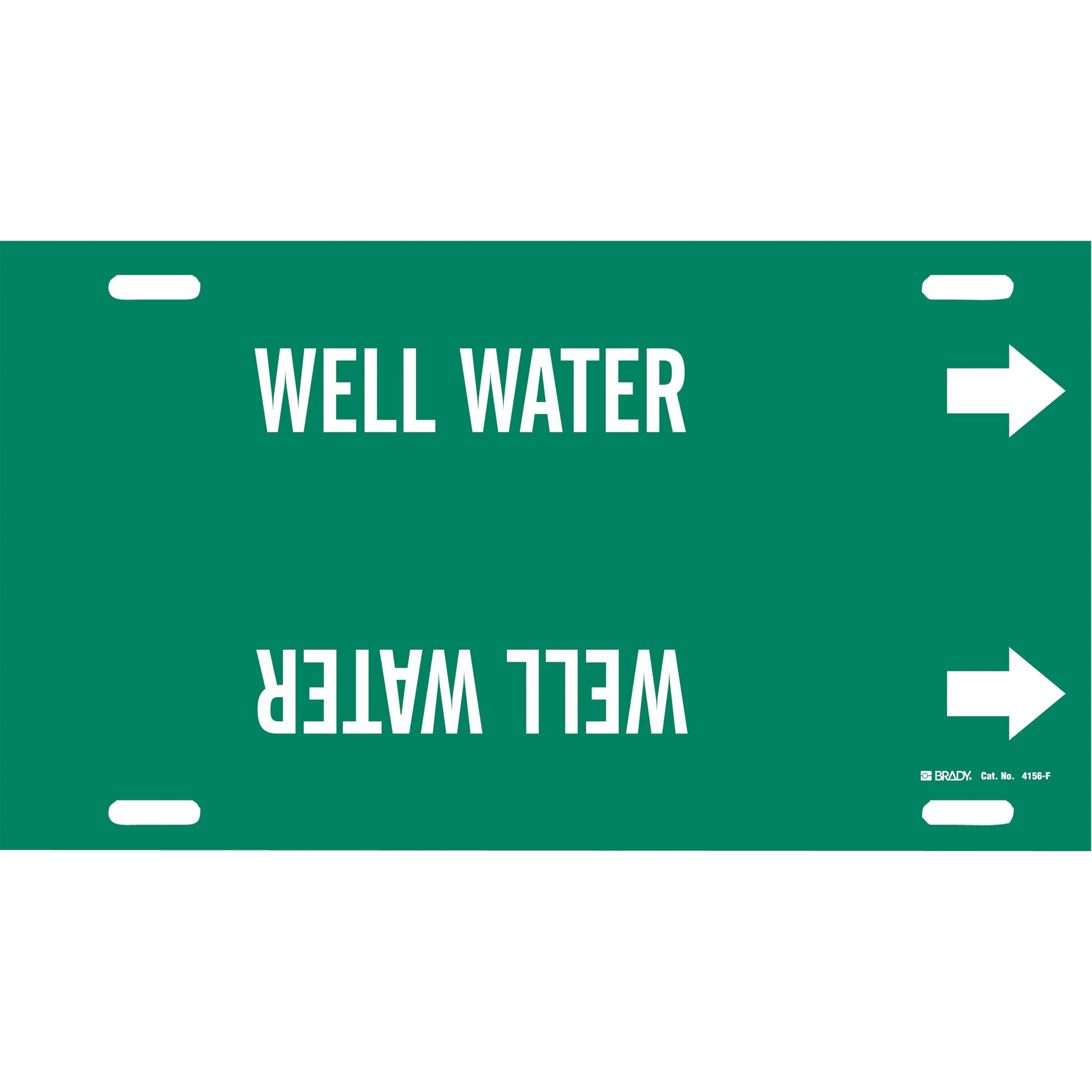 Brady "Well Water" Pipe Marker, Strap-On, 8" H x 16" W, White on Green