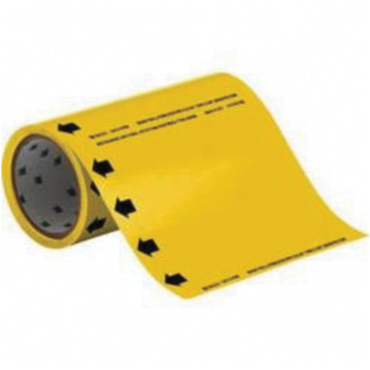 Brady Blank Roll Form Pipe Markers, Self-Adhesive, Cuttable H x 8" W, Black on Yellow
