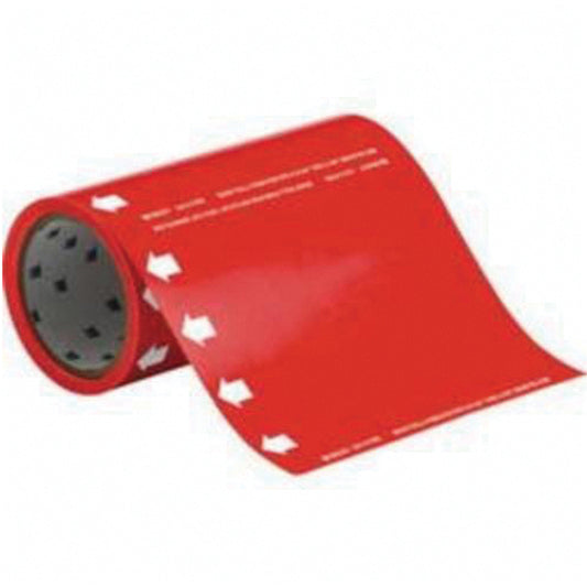 Brady Blank Roll Form Pipe Markers, Self-Adhesive, Cuttable H x 8" W, White on Red
