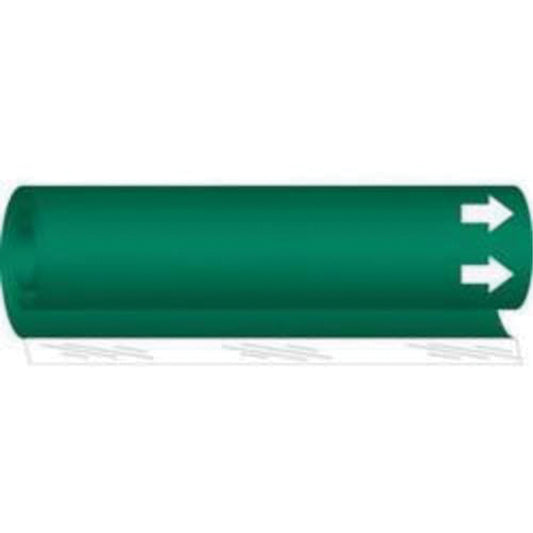 Brady Blank Pipe Marker, Wrap-Around, 5" H x 8" W, White on Green