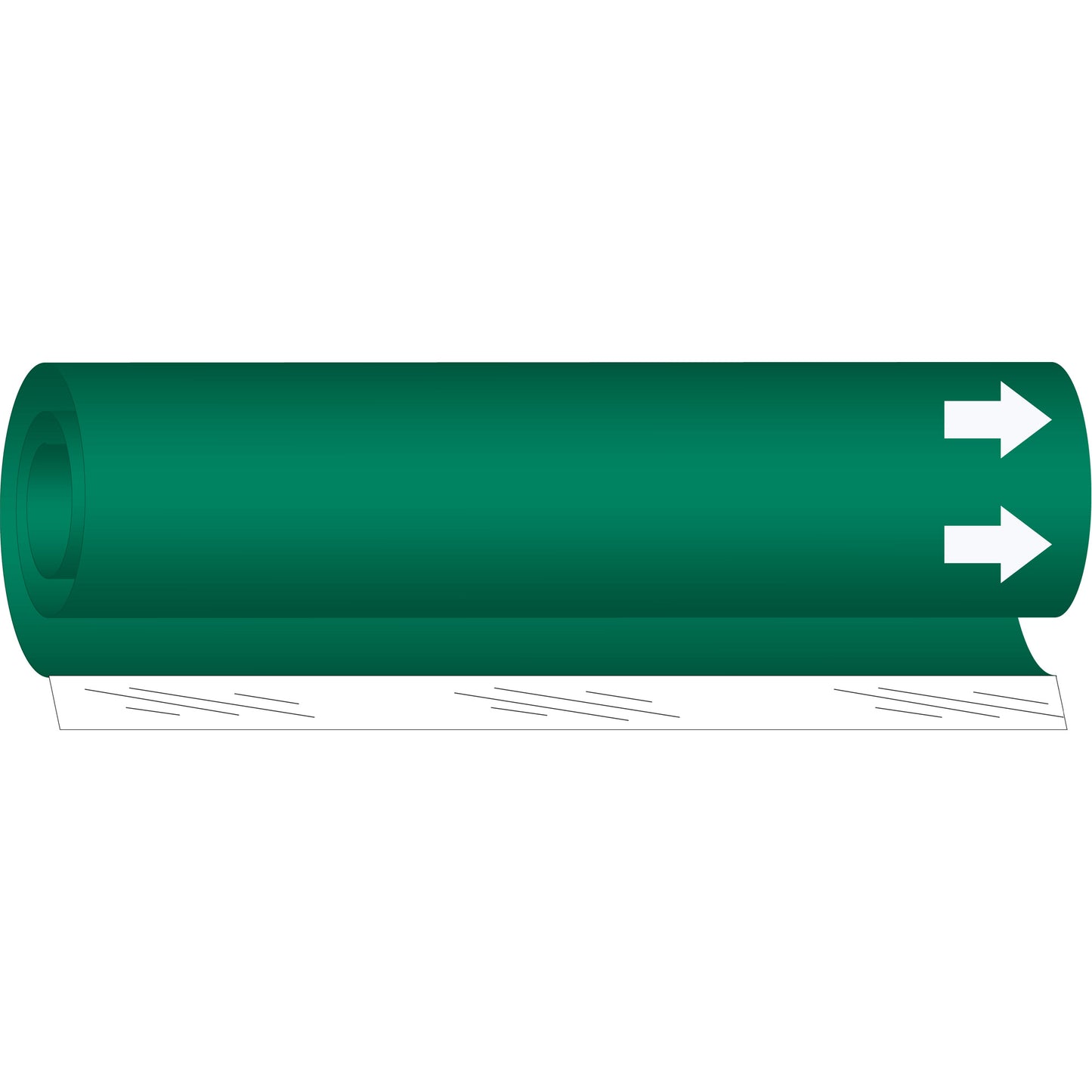 Brady Blank Pipe Marker, Wrap-Around, 26" H x 12" W, White on Green