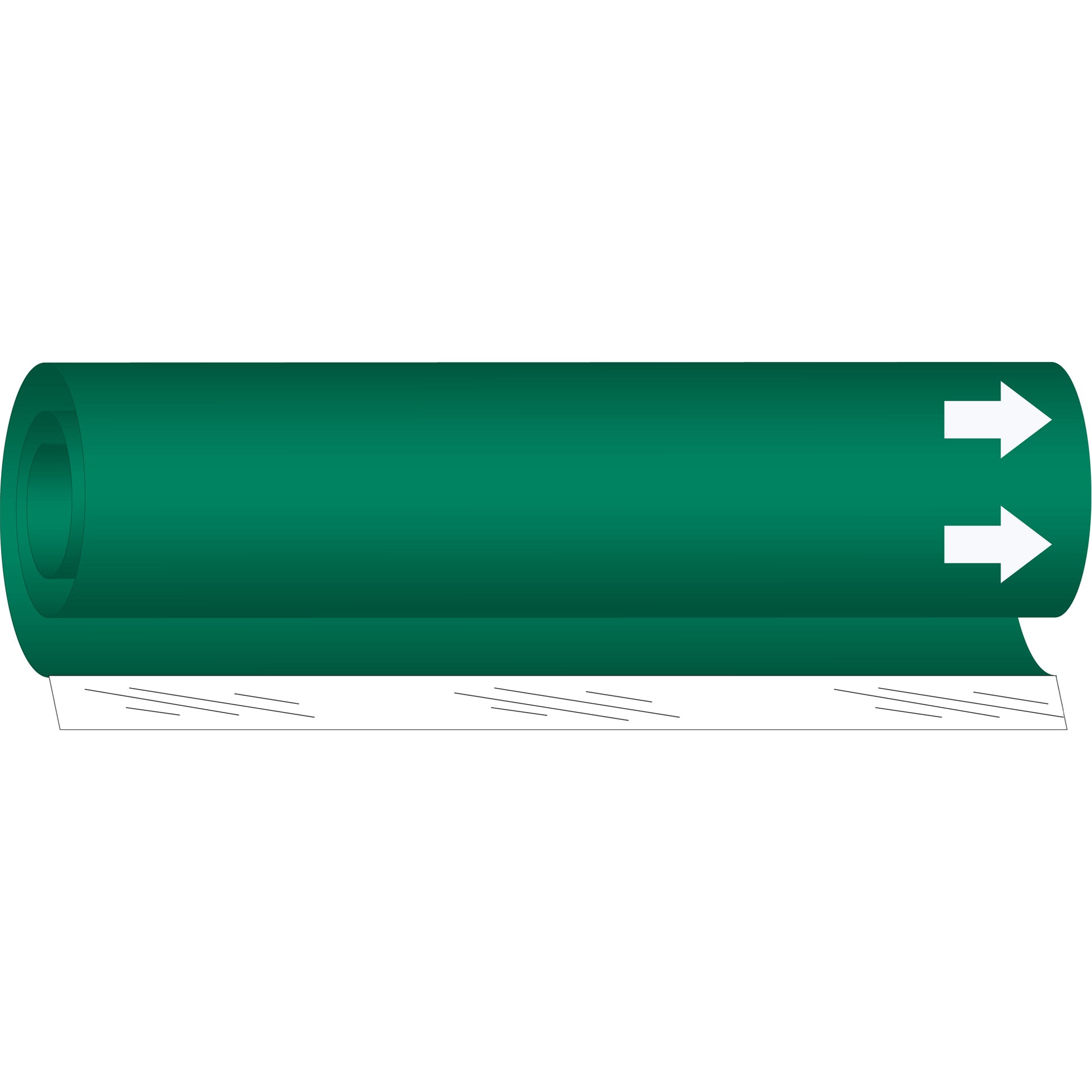Brady Blank Pipe Marker, Wrap-Around, 26" H x 12" W, White on Green