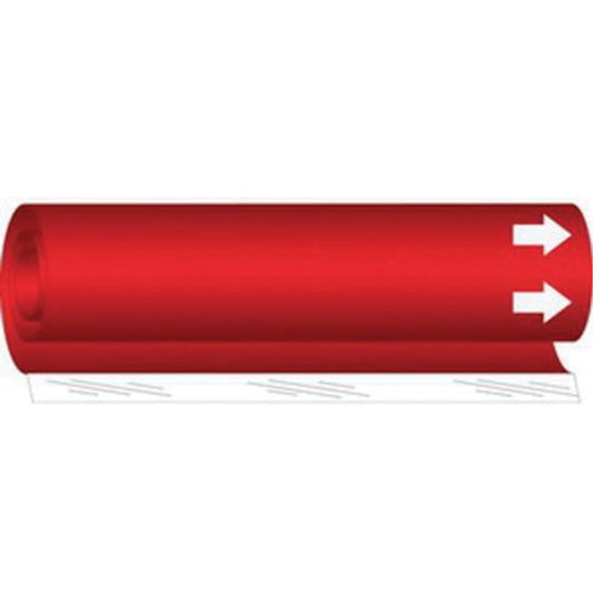 Brady Blank Pipe Marker, Wrap-Around, 5" H x 8" W, White on Red