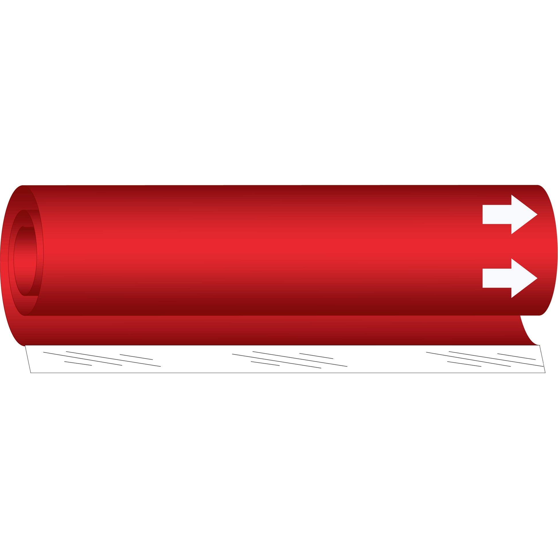 Brady Blank Pipe Marker, Wrap-Around, 26" H x 12" W, White on Red