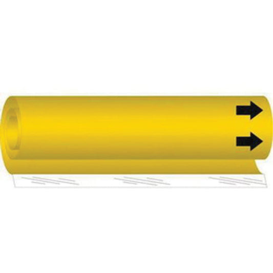 Brady Blank Pipe Marker, Wrap-Around, 9" H x 8" W, Black on Yellow
