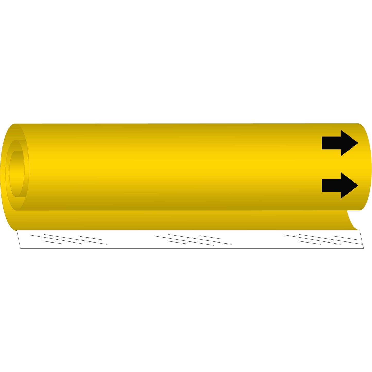 Brady Blank Pipe Marker, Wrap-Around, 26" H x 12" W, Black on Yellow