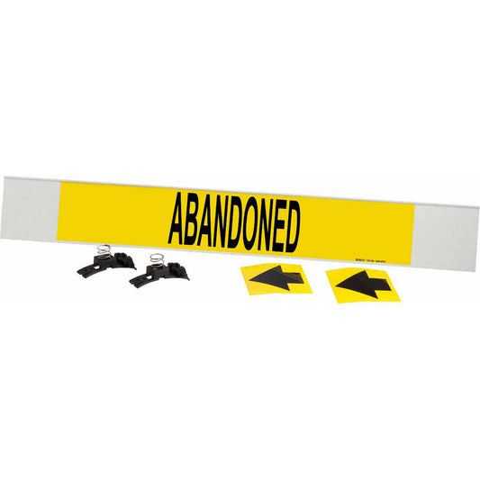 Brady "Abandoned" Pipe Marker, Fibreglass Carrier with Clips, 4" H x 24" W, Black on Yellow