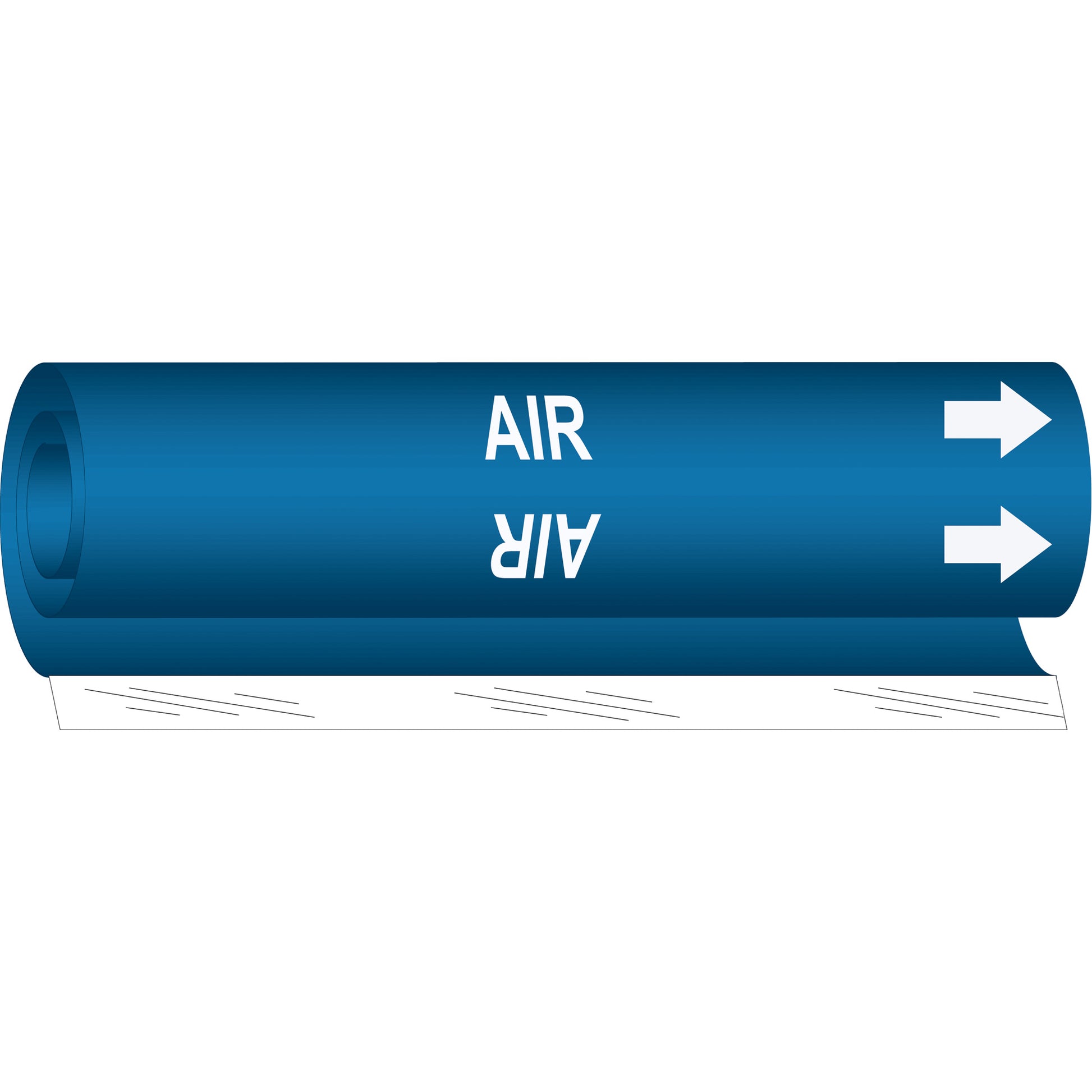 Brady "Air" Pipe Marker, Wrap-Around, 9" H x 8" W, White on Blue