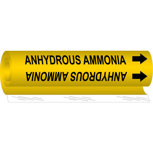 Brady "Anhydrous Ammonia" Pipe Marker, Wrap-Around, 26" H x 12" W, Black on Yellow