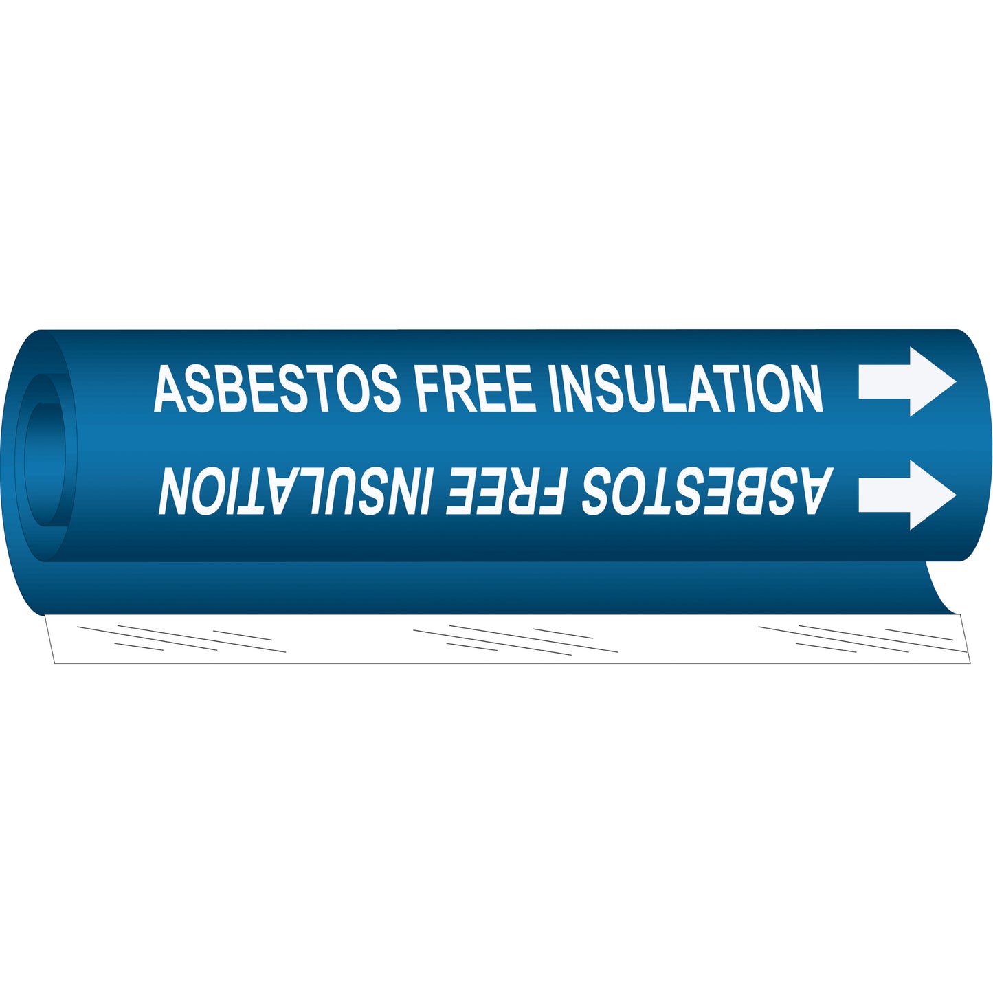 Brady "Asbestos Free Insulation" Pipe Marker, Wrap-Around, 26" H x 12" W, White on Blue