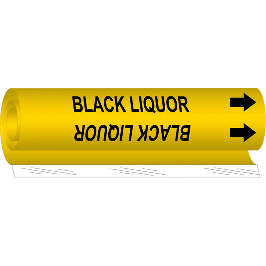 Brady "Black Liquor" Pipe Marker, Wrap-Around, 26" H x 12" W, Black on Yellow