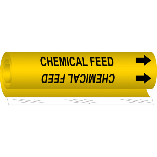 Brady "Chemical Feed" Pipe Marker, Wrap-Around, 26" H x 12" W, Black on Yellow