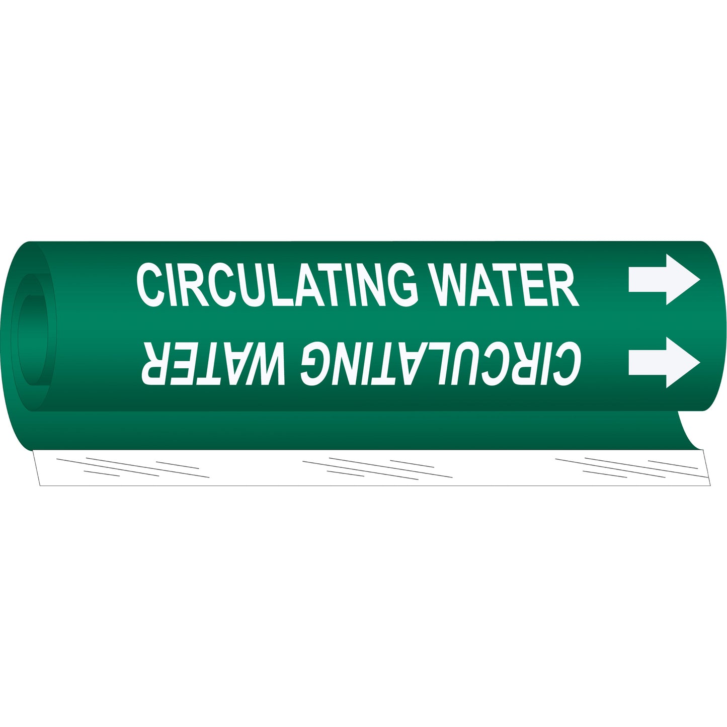 Brady "Circulating Water" Pipe Marker, Wrap-Around, 26" H x 12" W, White on Green
