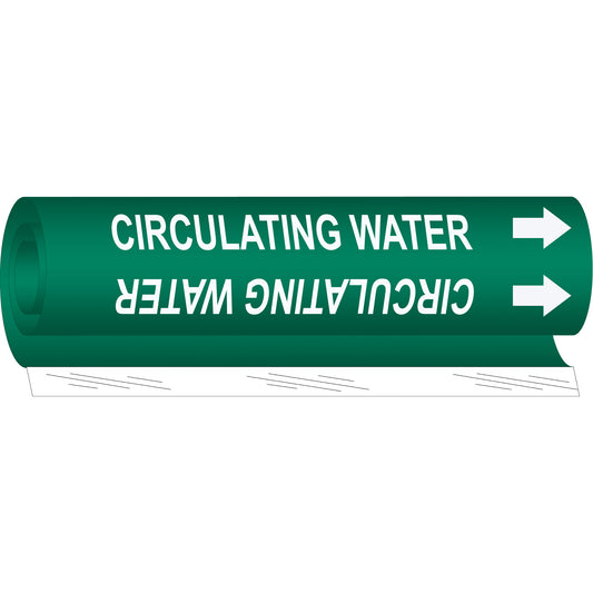 Brady "Circulating Water" Pipe Marker, Wrap-Around, 26" H x 12" W, White on Green