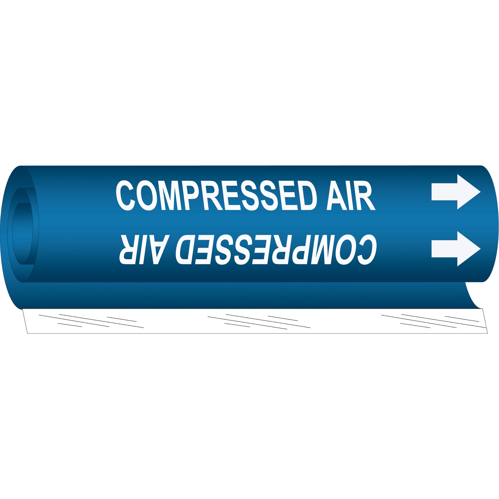 Brady "Compressed Air" Pipe Marker, Wrap-Around, 26" H x 12" W, White on Blue