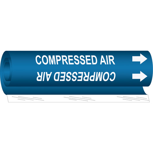 Brady "Compressed Air" Pipe Marker, Wrap-Around, 26" H x 12" W, White on Blue