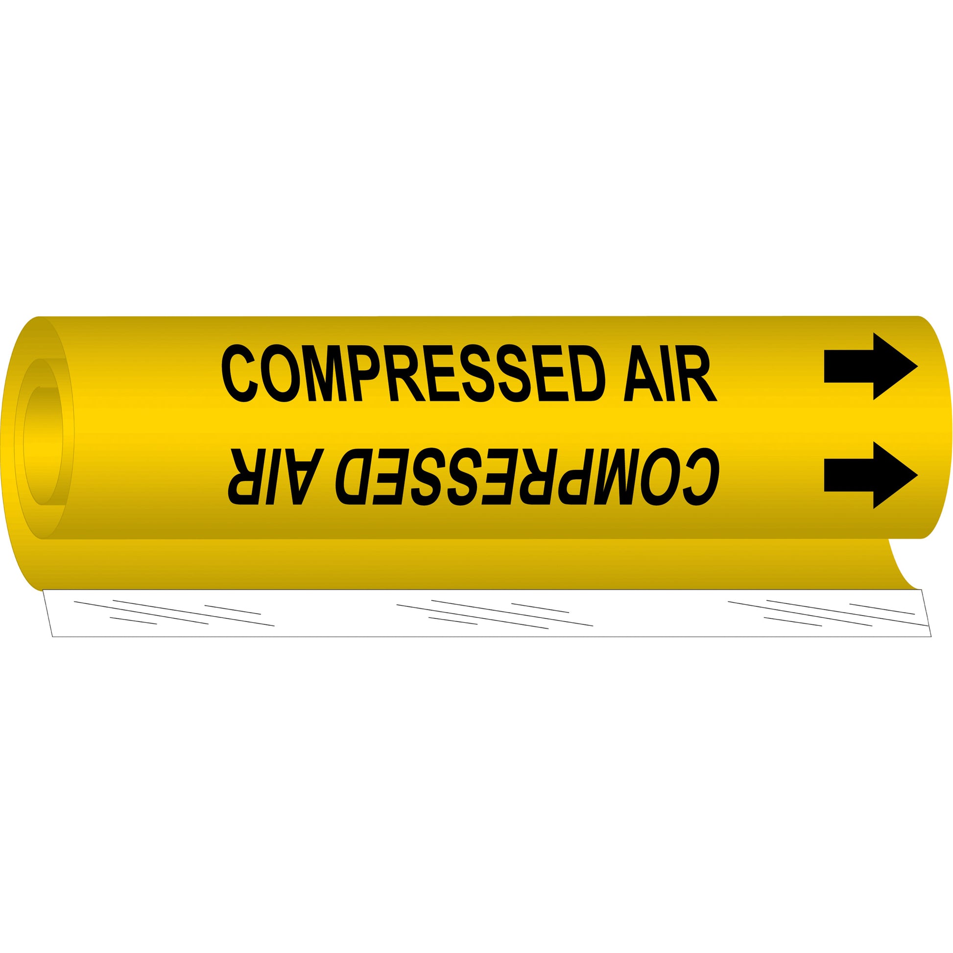 Brady "Compressed Air" Pipe Marker, Wrap-Around, 26" H x 12" W, Black on Yellow