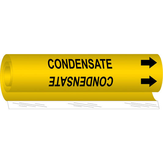 Brady "Condensate" Pipe Marker, Wrap-Around, 5" H x 8" W, Black on Yellow