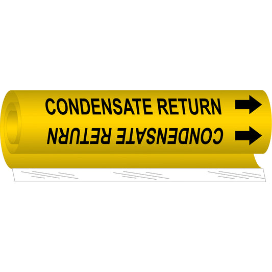 Brady "Condensate Return" Pipe Marker, Wrap-Around, 9" H x 8" W, Black on Yellow