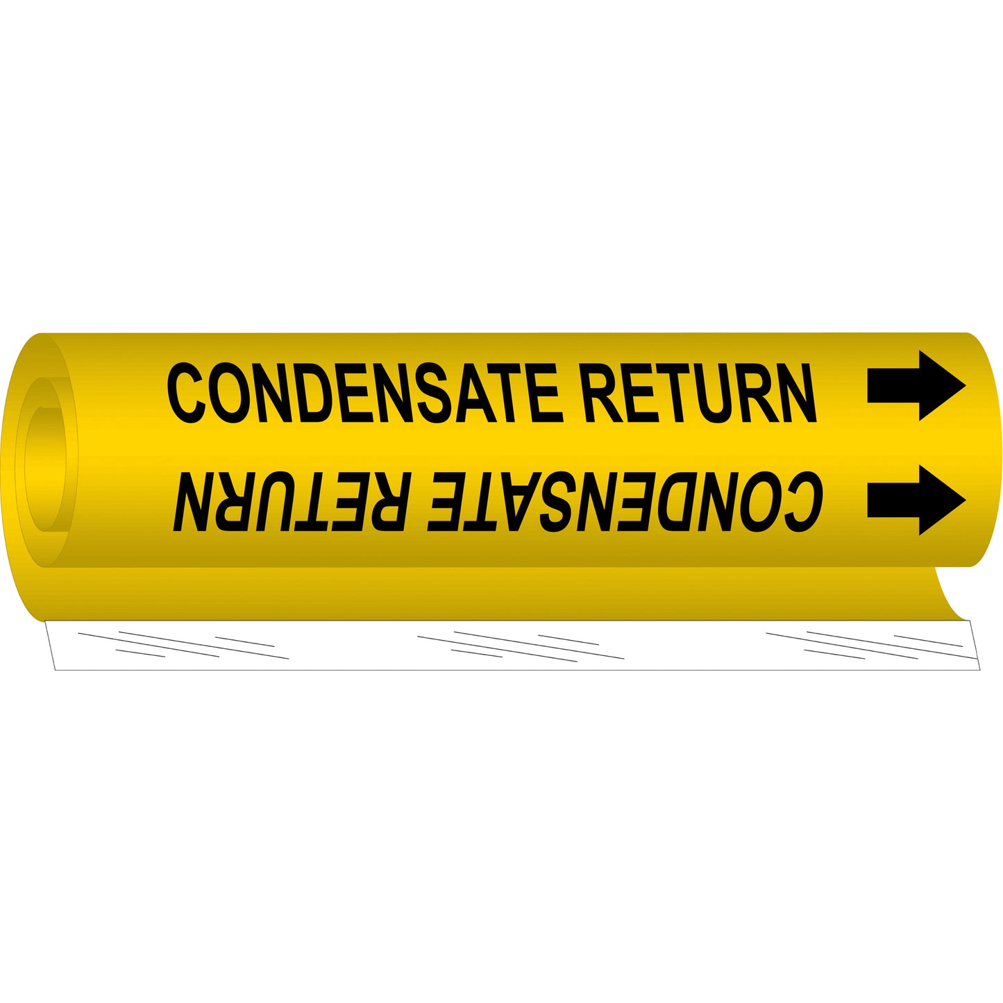 Brady "Condensate Return" Pipe Marker, Wrap-Around, 26" H x 12" W, Black on Yellow