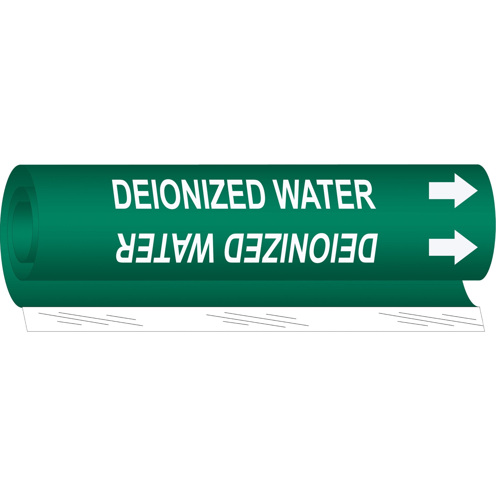 Brady "Deionized Water" Pipe Marker, Wrap-Around, 26" H x 12" W, White on Green