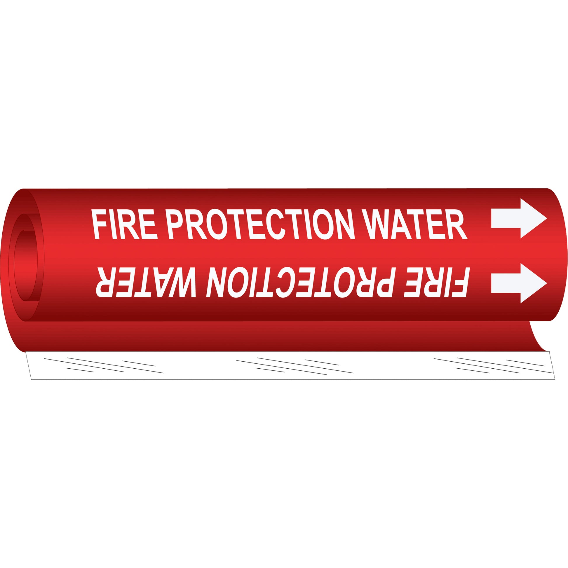 Brady "Fire Protection Water" Pipe Marker, Wrap-Around, 26" H x 12" W, White on Red
