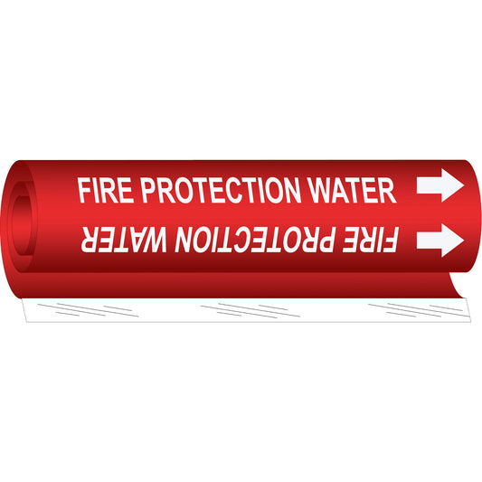 Brady "Fire Protection Water" Pipe Marker, Wrap-Around, 26" H x 12" W, White on Red