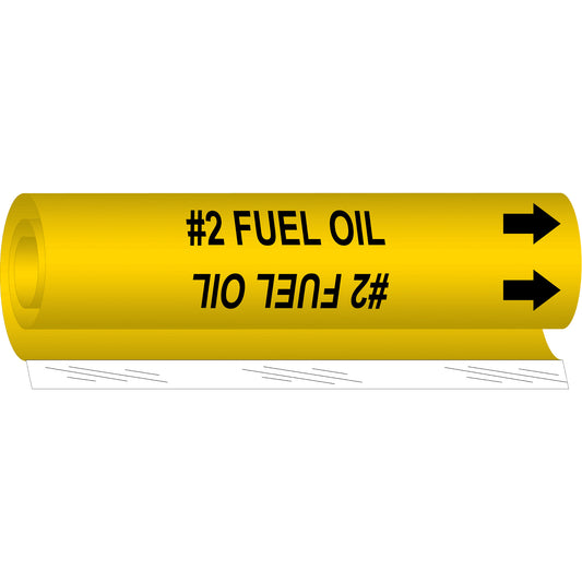 Brady "#2 Fuel Oil" Pipe Marker, Wrap-Around, 5" H x 8" W, Black on Yellow