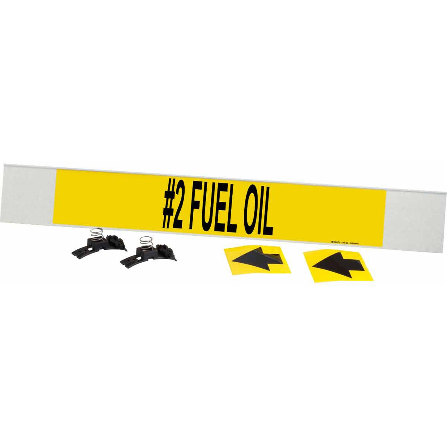 Brady "#2 Fuel Oil" Pipe Marker, Fibreglass Carrier with Clips, 4" H x 24" W, Black on Yellow