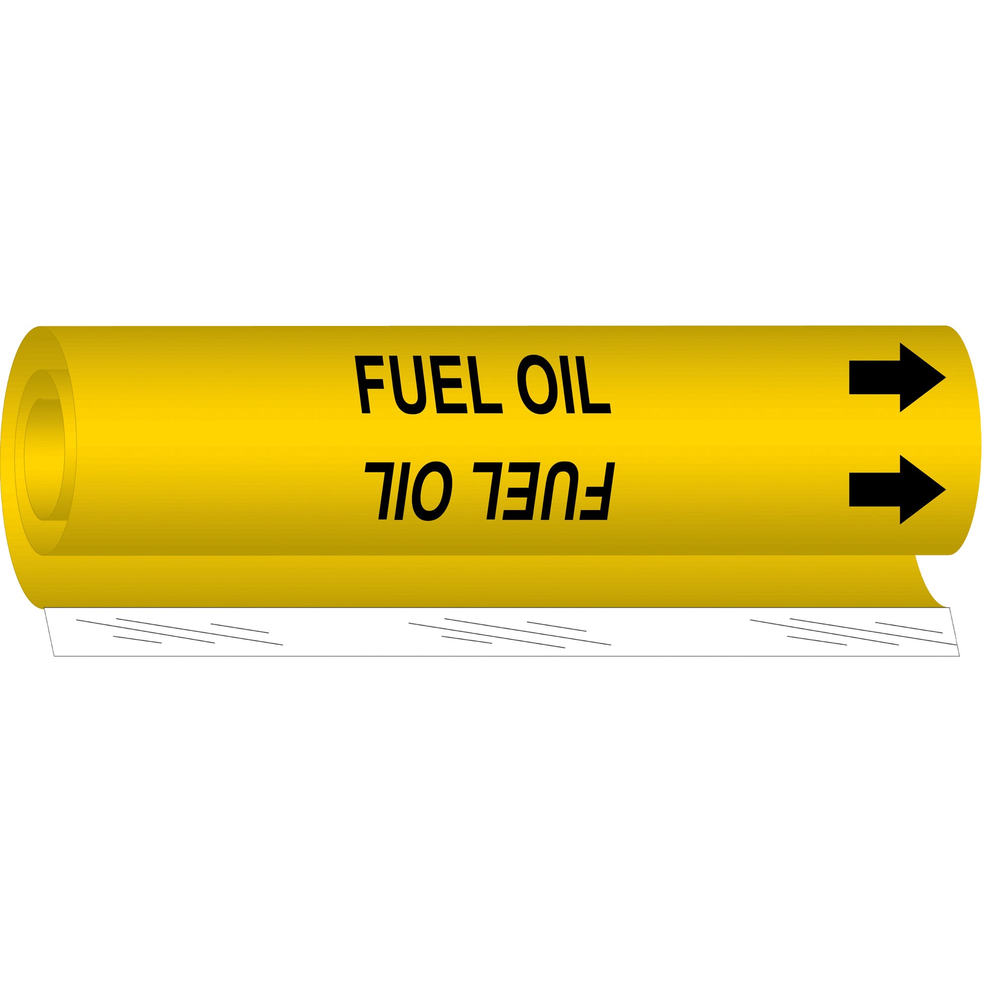 Brady "Fuel Oil" Pipe Marker, Wrap-Around, 26" H x 12" W, Black on Yellow