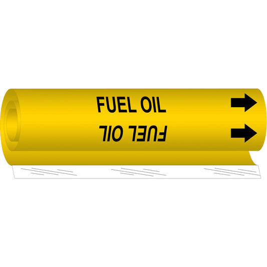 Brady "Fuel Oil" Pipe Marker, Wrap-Around, 26" H x 12" W, Black on Yellow