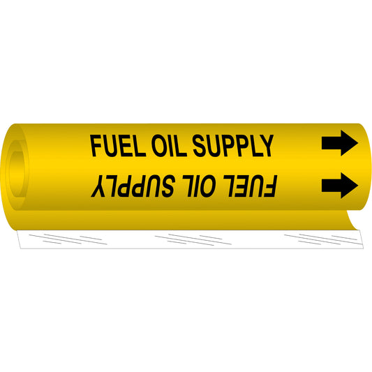 Brady "Fuel Oil Supply" Pipe Marker, Wrap-Around, 5" H x 8" W, Black on Yellow