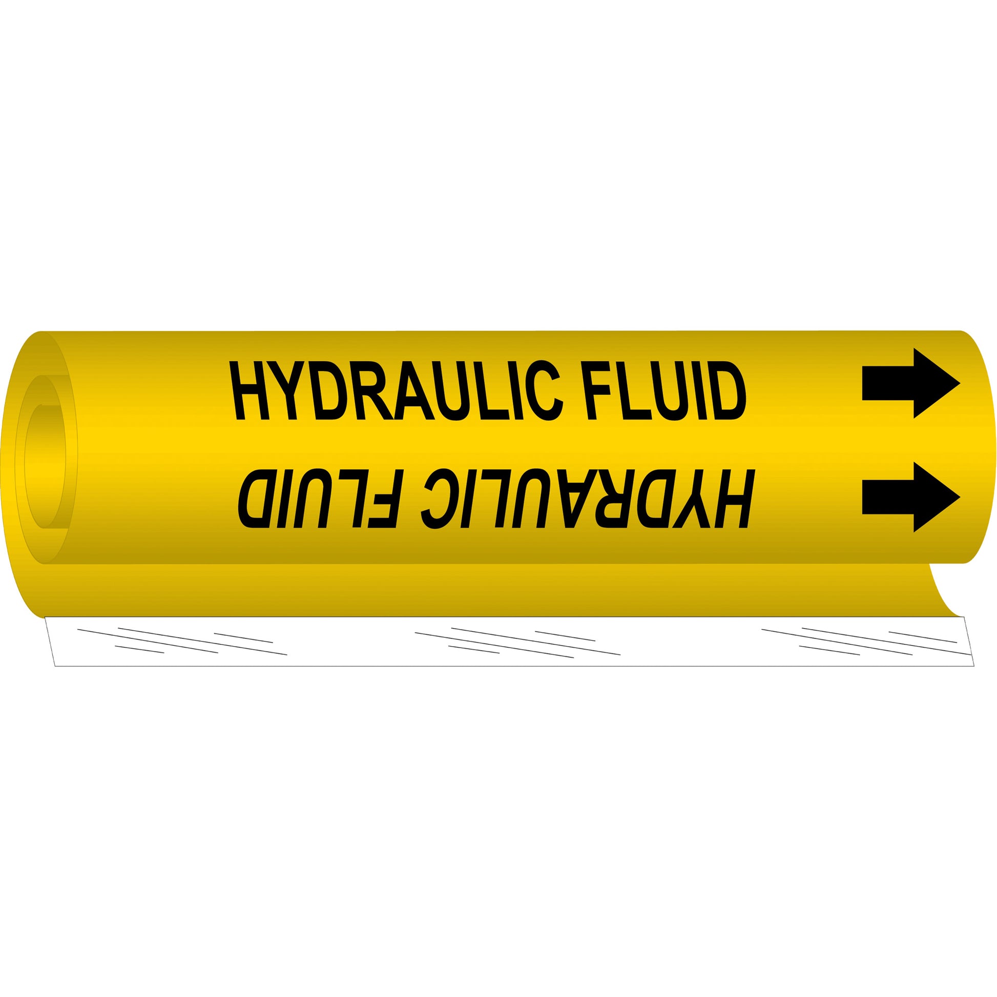 Brady "Hydraulic Fluid" Pipe Marker, Wrap-Around, 5" H x 8" W, Black on Yellow