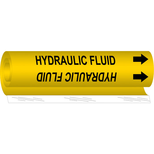 Brady "Hydraulic Fluid" Pipe Marker, Wrap-Around, 5" H x 8" W, Black on Yellow