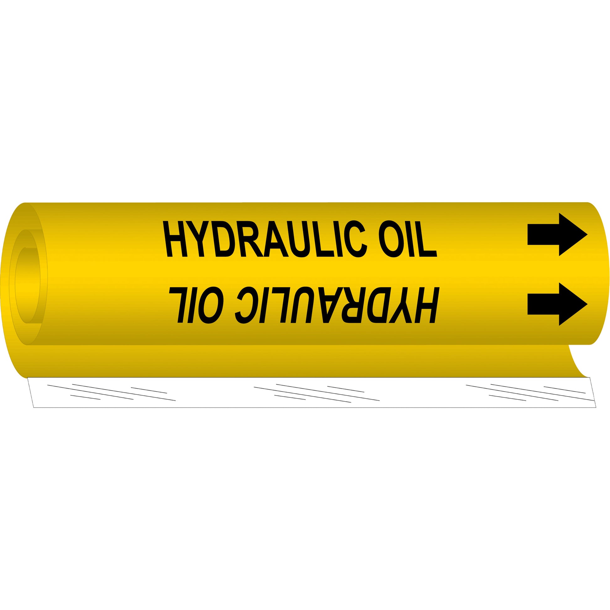 Brady "Hydraulic Oil" Pipe Marker, Wrap-Around, 9" H x 8" W, Black on Yellow