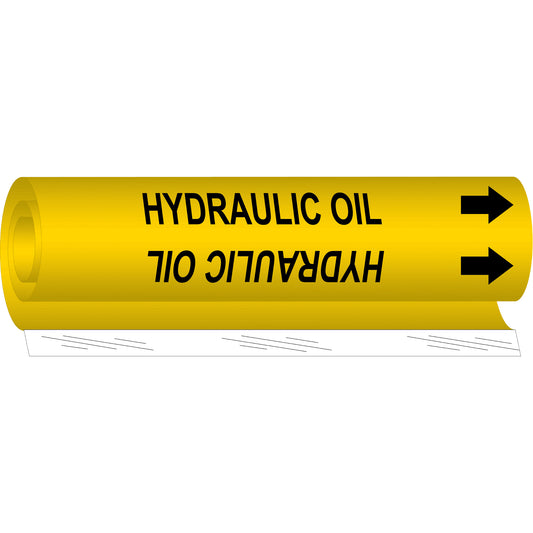 Brady "Hydraulic Oil" Pipe Marker, Wrap-Around, 26" H x 12" W, Black on Yellow