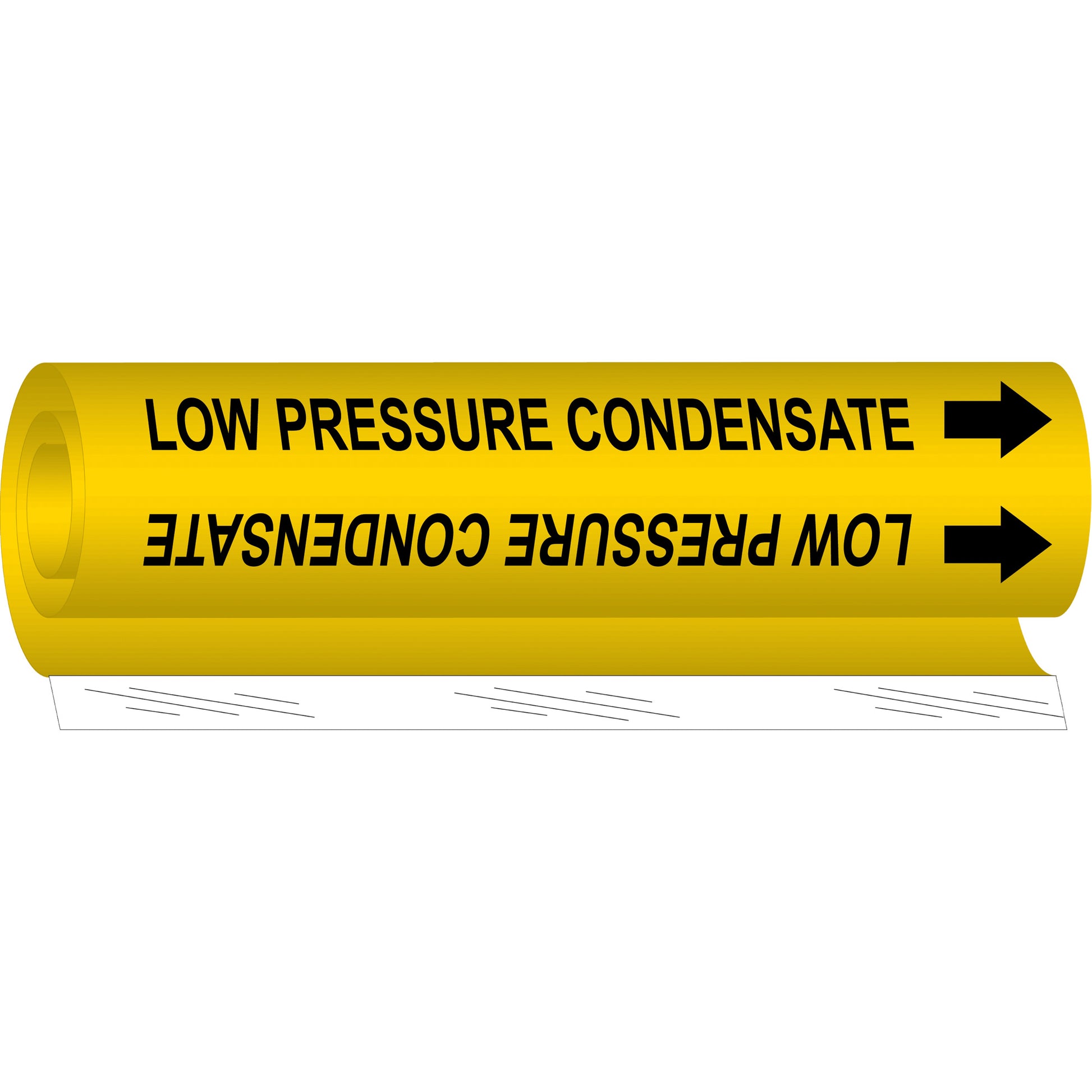 Brady "Low Pressure Condensate" Pipe Marker, Wrap-Around, 26" H x 12" W, Black on Yellow