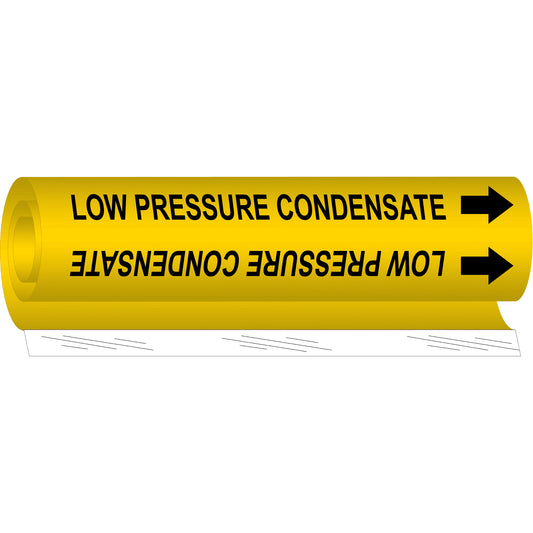 Brady "Low Pressure Condensate" Pipe Marker, Wrap-Around, 26" H x 12" W, Black on Yellow