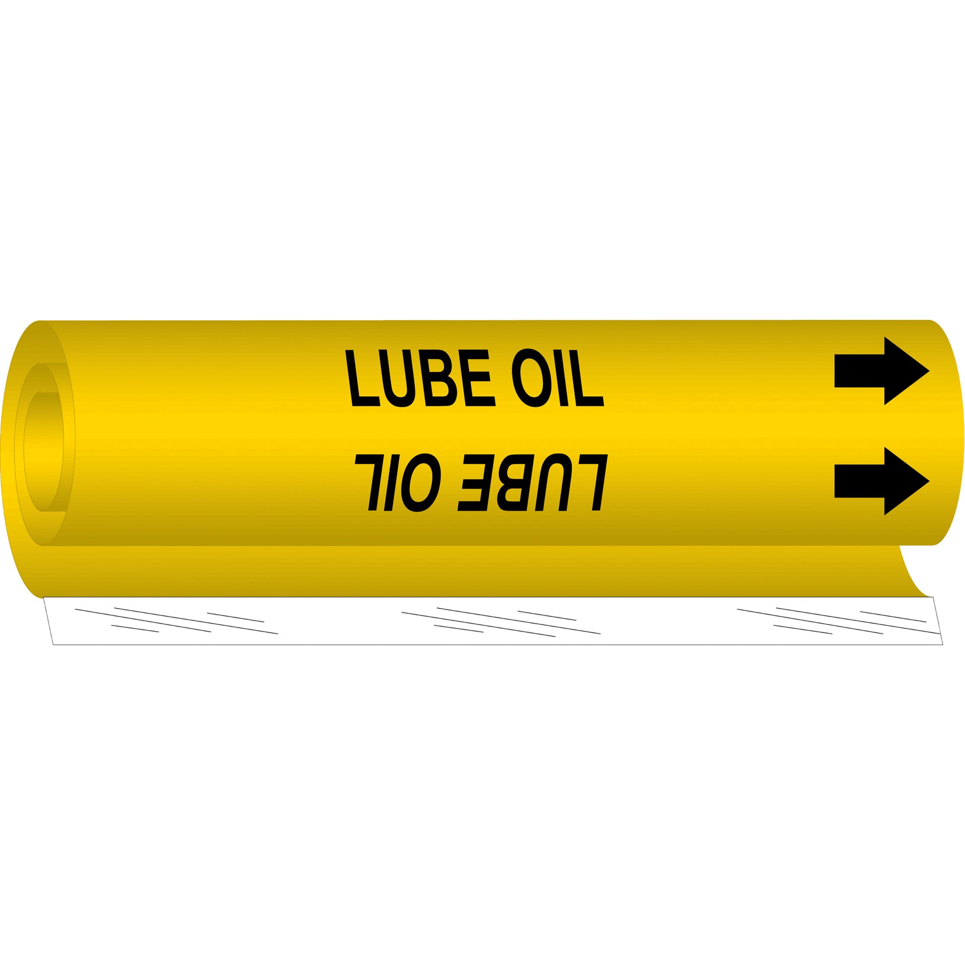 Brady "Lube Oil" Pipe Marker, Wrap-Around, 5" H x 8" W, Black on Yellow
