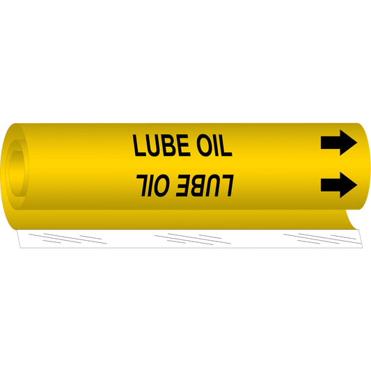 Brady "Lube Oil" Pipe Marker, Wrap-Around, 5" H x 8" W, Black on Yellow