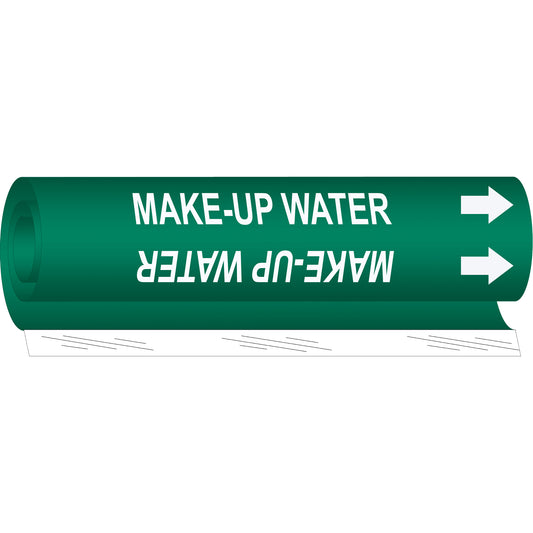 Brady "Make-Up Water" Pipe Marker, Wrap-Around, 26" H x 12" W, White on Green